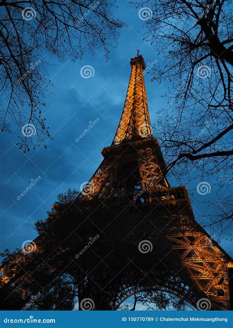 Eiffel Tower Of Paris Popular Place For Tourists Editorial Stock Image