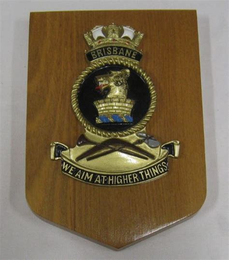 Naval Plaque With The Insignia Of Hmas Brisbane Badges And Crests Ltd