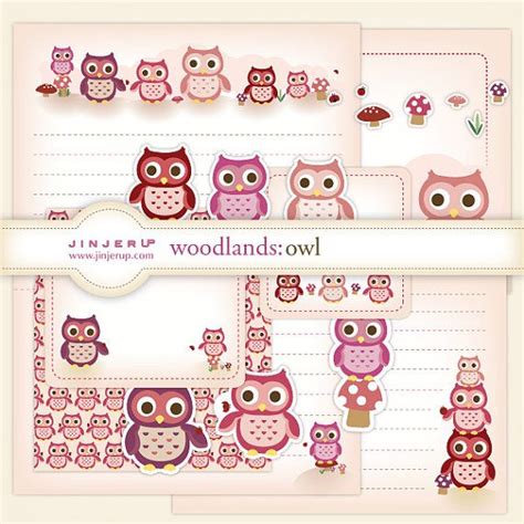 Woodlands Owl Stationery Printable Pdf Etsy Stationery Cute
