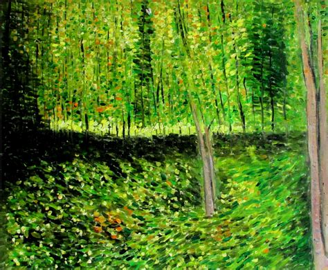 Framed Van Gogh Trees And Undergrowth Repro Hand Painted Oil Painting