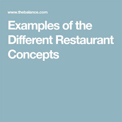 Examples Of Different Restaurant Concepts Restaurant Concept