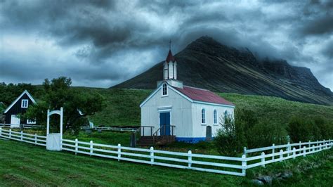Download Fence Mountain Religious Chapel Hd Wallpaper