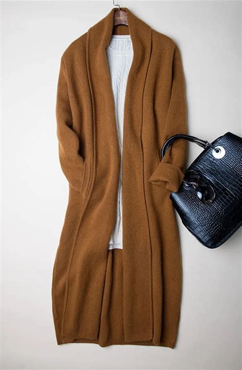 100mink Cashmere Thick Knit Womens Fashion Long Cardigan Sweater Coat