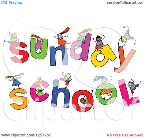 Clipart Of A Diverse Group Of Stick Children Playing On Sunday School