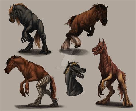 Hybrids By Notesz Fantasy Horses Fantasy Beasts Fantasy Art