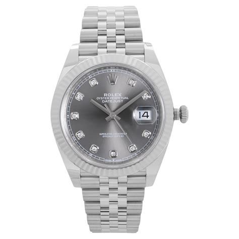 Rolex Datejust 41 Jubilee Steel Rhodium Diamond Dial Automatic Mens