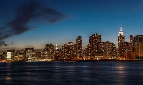 Picture New York City Usa Sky Night Time Cities Clouds