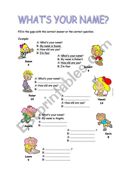 A Woorksheet To Practice The Questions What´s Your Name And How Old Are You English