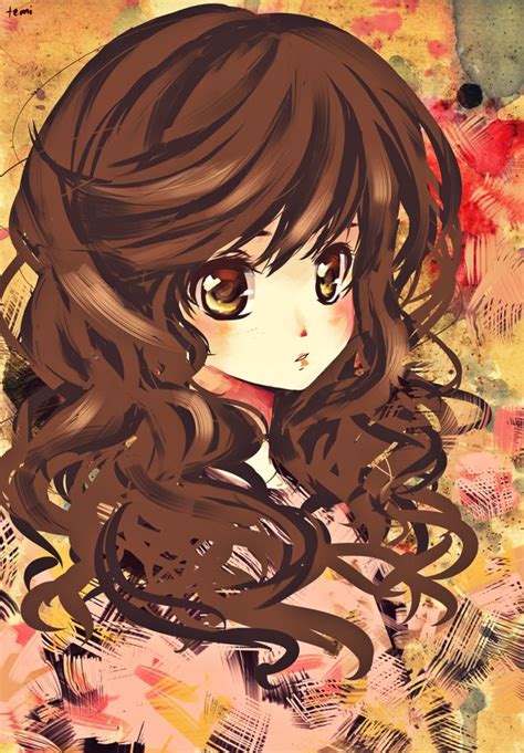 Wavy Cute Anime Girl With Curly Brown Hair Hair Trends 2020
