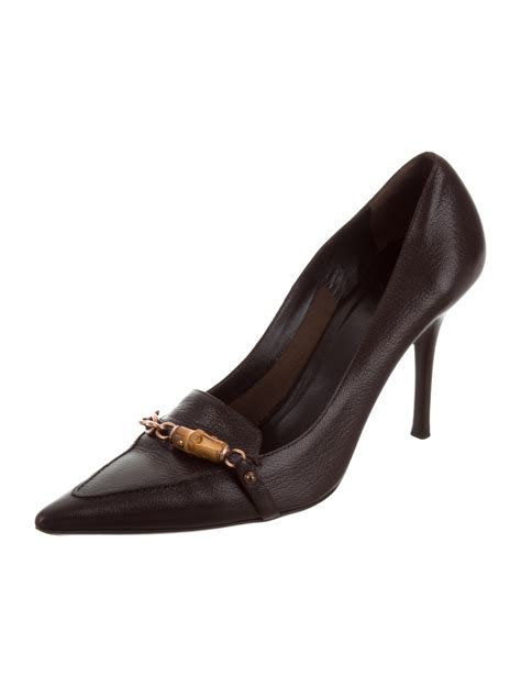 Gucci Pointed Toe Bamboo Pumps Brown Pumps Shoes Guc189398 The