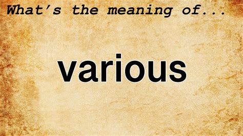 Various Meaning Definition Of Various Youtube
