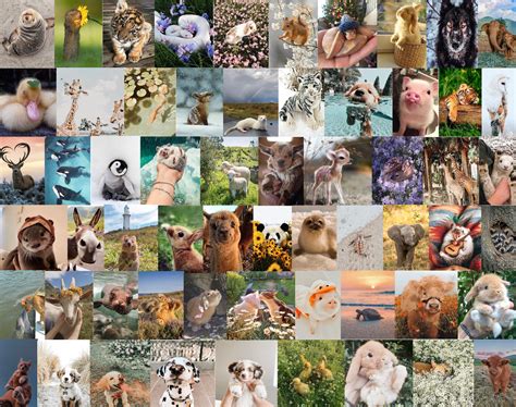 60pcs Animal Photo Wall Collage Kit Aesthetic Animal Zoo Etsy