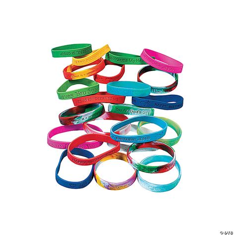 Bulk 100 Pc Holiday Religious Sayings Rubber Bracelet Assortment