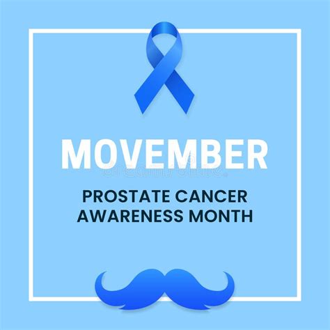 Movember Prostate Cancer Awareness Month Poster Background Campaign Design With Blue Ribbon