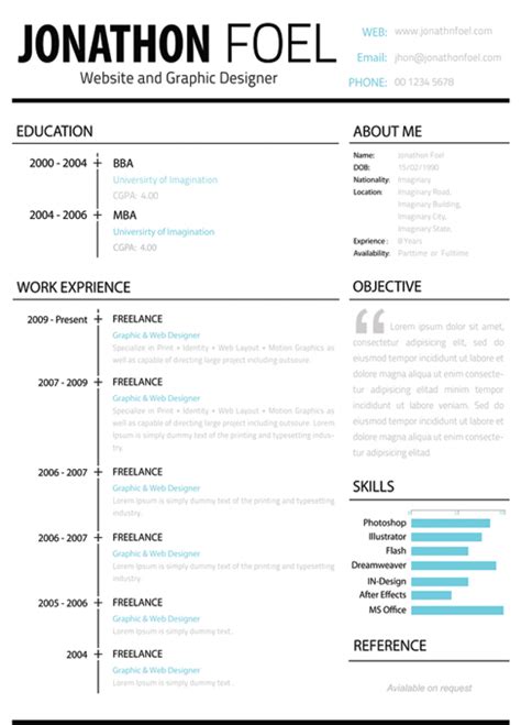 A basic and simple resume template with a creative touch that will help you stand out from the crowd. 50+ Free Resume / CV Templates