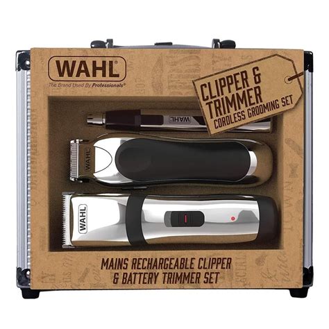 The wahl clipper and trimmer cordless grooming set: Wahl 9655-805 Cordless Professional Hair Clipper Trimmer Set
