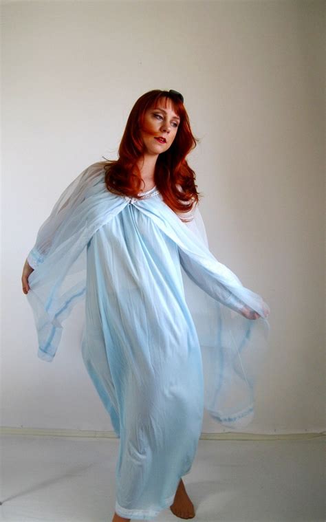 Vintage 1960s Light Blue Lace Peignoir Set Nightgown Robe Etsy Peignoir Sets Night Gown