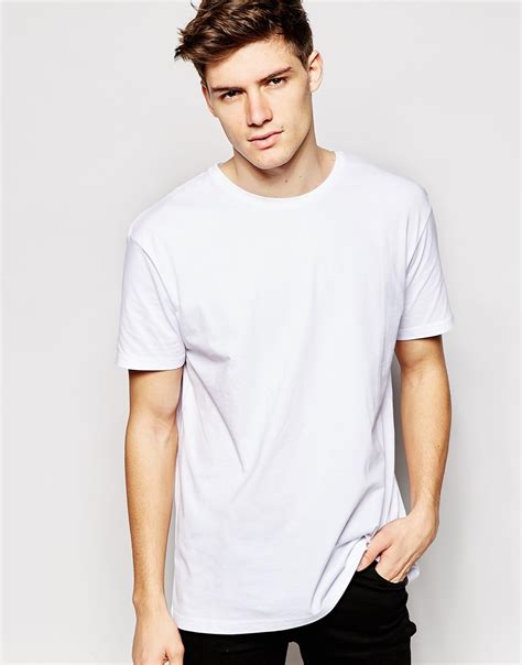 Lyst Another Influence Longline Plain T Shirt In White For Men