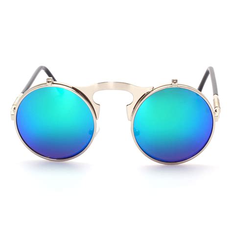 Women S Fashion Retro Flip Up Round Circle Lens Stempunk Sunglasses