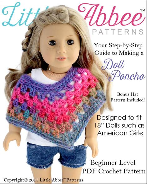 Little Abbee Doll Poncho Doll Clothes Pattern 18 Inch American Girl