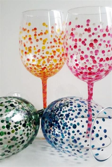 Wine Glasses Hand Painted Large Polka Dot By Whinealittlets