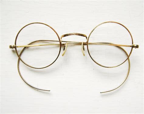 antique round 1930 s etched chased gold filled eyeglass etsy