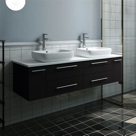 Fresca 60 Inch Lucera Double Sink Floating Vanity With Top And Vessel