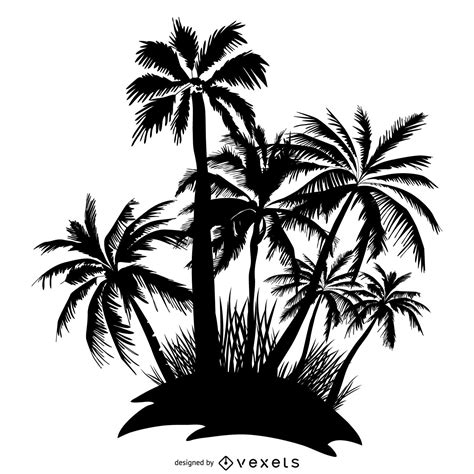 Palm Trees Island Silhouette Vector Download