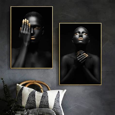 Afrika çıplak kadın duvar sanatı tuval baskı boyama posteri resim soyut