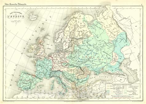 Historic Map 1872 Carte Ethnographique De Leurope Vintage Wall Ar