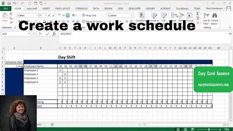 How To Create A Work Schedule In Excel Youtube