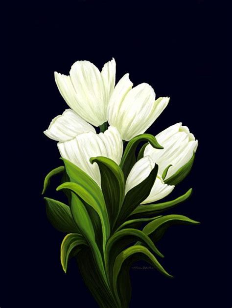 White Tulips Fine Art Print Watercolor Painting Flower Etsy Fine