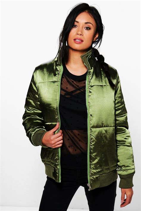 Boohoo Womens Lacey Satin Padded Jacket Ebay