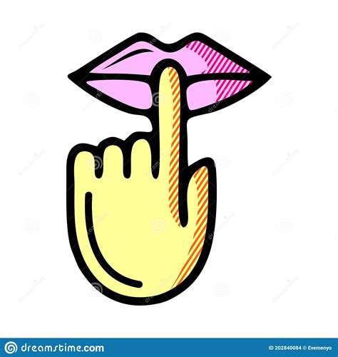 Keep Silence And Be Quiet Mouth Lips And Finger Silent Sign Stock
