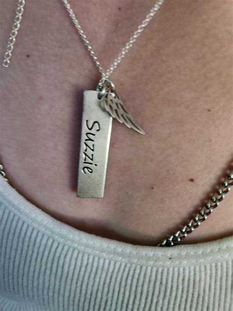Joyamo Memorial Angel Wing Necklace With Bar In 925 Sterling Silver
