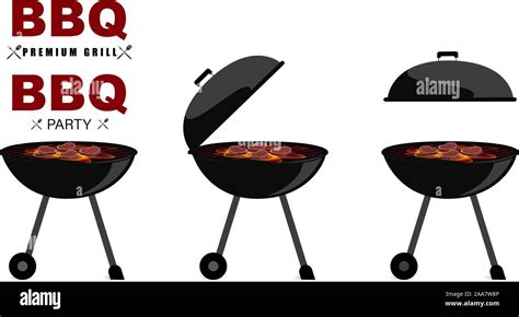 Bbq Party Barbecue Set In Vector Style Bbq Grill Summer Style