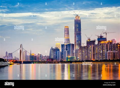 Guangzhou China City Skyline On The Pearl River Stock Photo Alamy