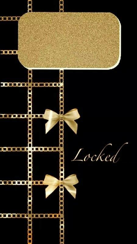 Solid Black Phone Lock Screen With Gold Chains And Gold Bows