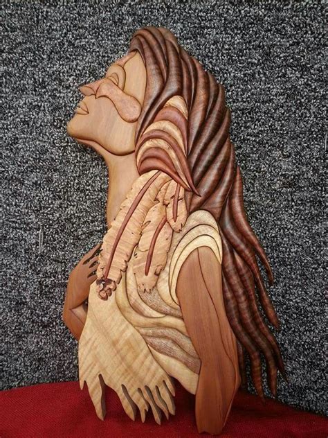 Indian Maiden From Figured Woods Intarsia Wood Intarsia Wood