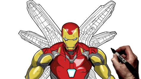 How To Draw Iron Man Mk 85 Step By Step Marvel Youtube