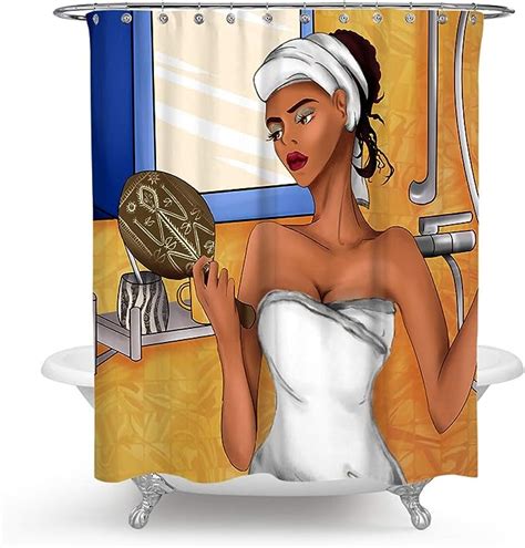 Qcwn African American Black Woman Shower Curtain Sexy American African Woman Wear