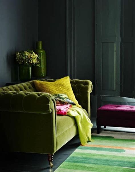 Color On Trend Deep Mossy Olive Green Green Rooms House Interior