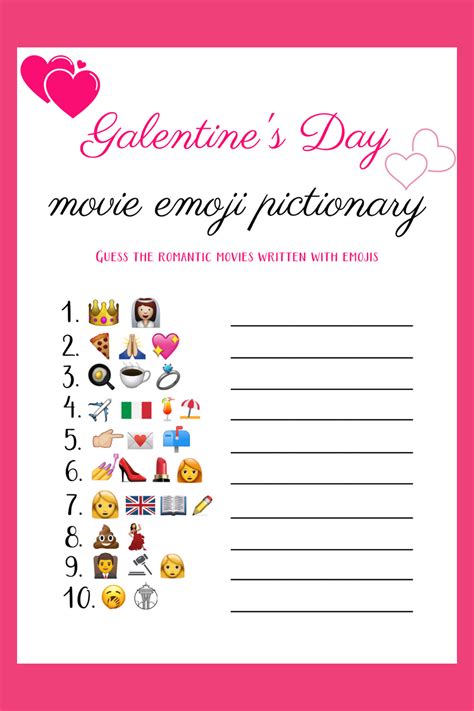 Printable Galentines Day Movie Emoji Pictionary Instant Etsy In 2021