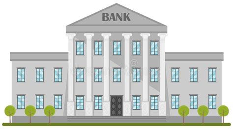 Bank Icon Bank Building Vector Cartoon Illustration Stock