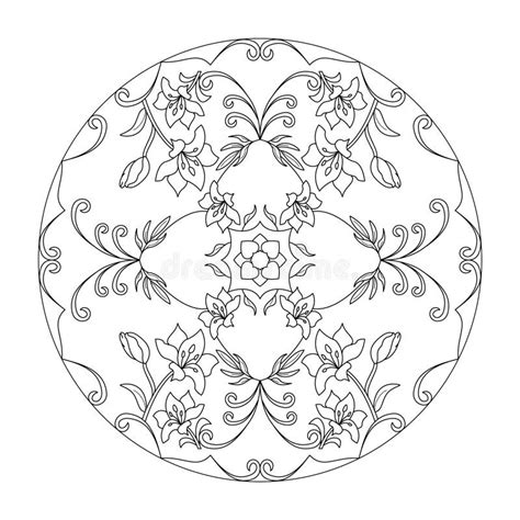 Mandala Coloring Page Lily Flower Stock Illustration Illustration Of Black Coloring 305879007