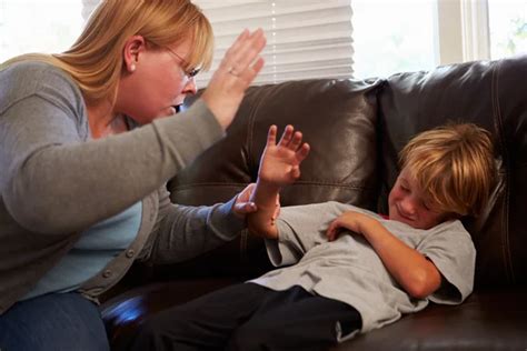 Father Physically Abusive Towards Children Stock Photo By