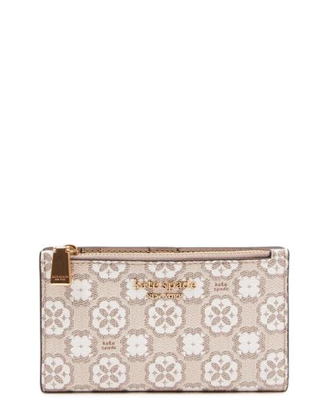 Kate Spade Spade Flower Jacquard Coated Canvas Wallet In Natural Lyst