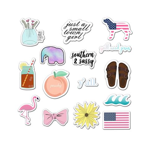 15 Pack Preppy And Trendy Hydro Flask Stickers For Water Etsy