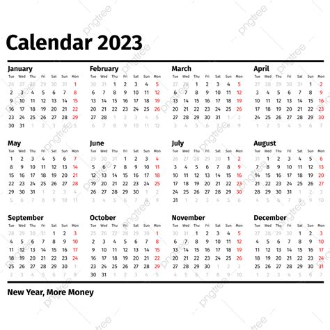 Calendrier Simple Noir 2023 Avec Mot Positif Png Calendrier 2023