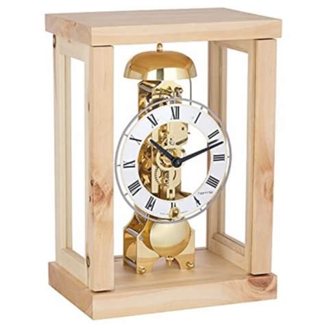 Modern Table Clock In A Maple Finish With A 14 Day Mechanical Movement